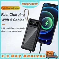 🚚Ready Stock💚PD22.5w Solar Powerbank 50000mAh Built-in 4 Cable PowerBank Fast Charger LED Light Powe
