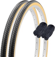 Shinko SR078 60148 24 Inch Bicycle Tire Tube, Set of 2, Pair Roll, 24 x 1 3/8, Black/Beige