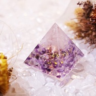 金字塔奧根塔Orgonite奧剛石生命之樹脈輪冥想靈性能量粉晶紫水晶