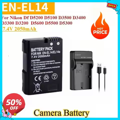 New Replacement Camera Battery EN-EL14a EN-EL14 7.4V 2050mAh For Nikon Df D5200 D5100 D3500 D3400 D3