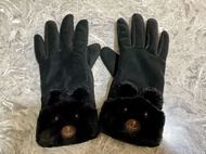 💕二手近全新 黑色熊熊手套 仿皮質 絨毛 保暖 防風 抗寒 可觸控 機車手套 外出手套