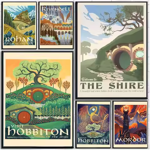 Elegant Fairy H-Hobbiton The Shire Tale Scenery Poster Modern Wall Art Home Decor Living Room Decora
