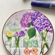 Floral dreams 油畫插畫無線充電盤