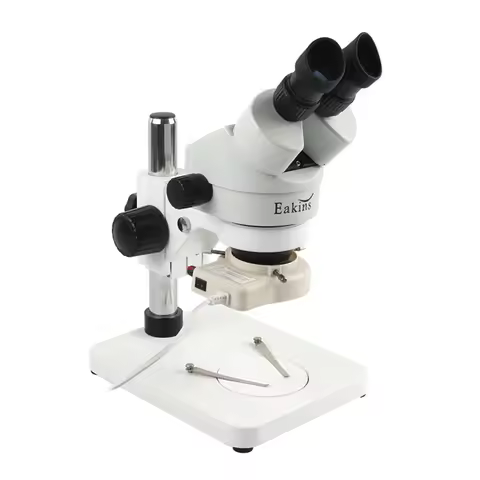 Eakins 7X-45X Continuous Zoom Parfocal Stereo Binocular Microscope 56 LED Ring Light Illumination Fo
