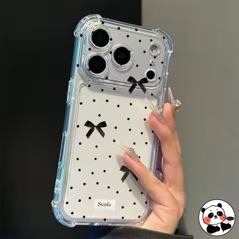Polka Dot Ribbon Bow Clear Case For Infinix Note 12 11 10 Pro 12i 11s 8i 7 Lite VIP GT 30 20 10 Pro 