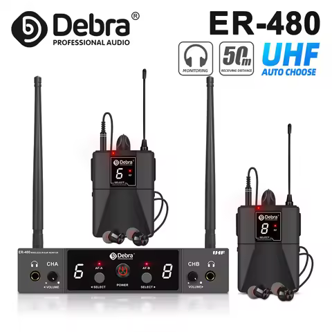 Debra ER-480 UHF Professional Wireless In-Ear Monitor System, UHF Frequency 500-700MHz, Distance 50 