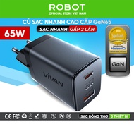 GaN64 65W charger with 3 fast charging ports with genuine ROBOT Gan technology