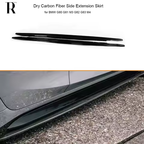 R Style Dry Carbon Fiber Side Bumper Extension Skirt for BMW G80 G81 G82 G83 M3 M4 2021UP