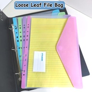 Long Loose Leaf File Bag Clear Envelope Pouch Paper Organizer for 2/3/4 Rings Binders 3Ring Binder F