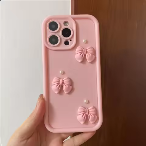 Cute 3D Pearl Bow Phone Case For Samsung Galaxy Note 20 S24 FE S23 S22 S21 FE Ultra Plus A56 A36 A26