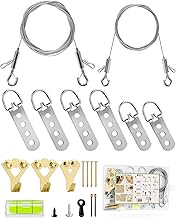 Heavy Duty Picture Wire Hanging Kit - D-Ring, Screws, Hanging Hooks,Level. Supports up to 100 lbs 50