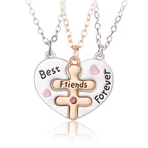 3Pcs Heart-shaped Magnetic Necklace for Women Cute Best Friends Forever Stitching Pendants BFF Frien