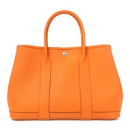 HERMES Negonda皮革Garden Party TPM銀扣手挽袋橙色