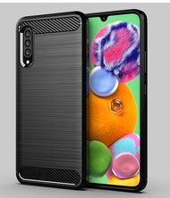 Samsung Galaxy A90 5G เคส SamsungA90คาร์บอนไฟเบอร์ TPU ซิลิโคนนิ่มฝาหลังเกราะเคสโทรศัพท์