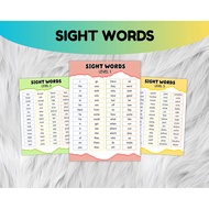 SIGHT WORDS CHART| Level 1~3 | Grade 1,2 | Laminated Chart