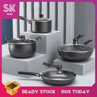 SKplus 8pcs Kitchen Cooking Pot Full Set Medical Stone Non Stick Pot Set Frying Pan - Fulfilled by S
