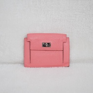 二手 Hermes K4 夏日粉 Kelly Pocket Compact Wallet