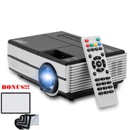 Proyektor Mini Portable EUG600D 1500 Lumens TV Meja Proyektor Plus Layar Proyektor 100 inch + TV Tun