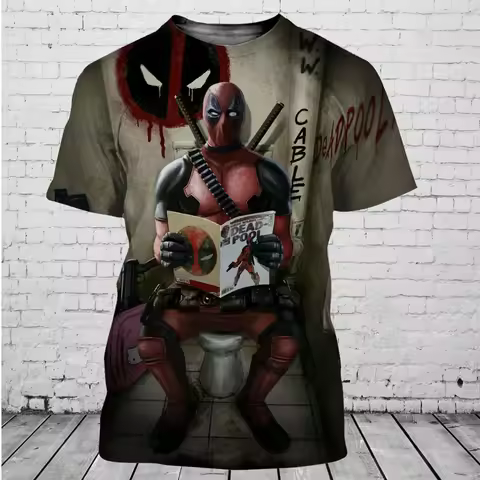 New Marvel Deadpool T-shirt Fashion Deadpool 3D Printed Men's T-shirt Street Casual Oversized T-shir