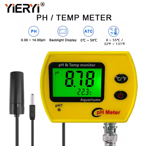 Yieryi PH Meter with Backlight Online PH-991 Aquarium PH Tester Temp Monitor Durable Acidimeter Tool