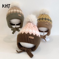 KHJ Kids Earmuffs Cap, 2-5 Year Baby Windproof Baby Knitted Hat,  Thicken Warm Baby Ear Protection H