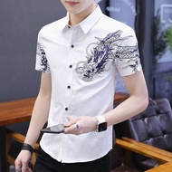 【Ready Stock】❀ T-shirt Kemeja berbunga lelaki lengan pendek musim panas versi Korea trend baju putih