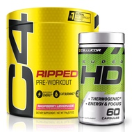 C4 Ripped & SuperHD, The Thermogenic Bundle, C4 Ripped Pre Workout Powder, Raspberry Lemonade 30 Ser