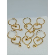 1/2 Gram Light Gold Ball Pendulum Ring Earrings