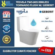 [Climate Voucher] Tesvila TO-005 1 Piece Rimless Tornado Flush WC with Geberit Flushing System Toile