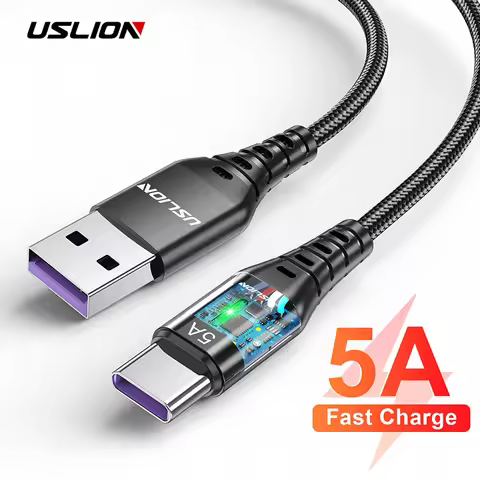 USLION 5A USB Type C Cable For Huawei P30 P40 Pro Fast Charging Micro Android Wire USBC Charger Data