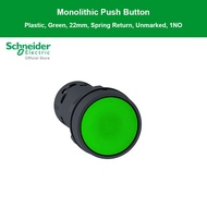 Schneider XB7NA31 สวิตซ์ปุ่มกดสีเขียวแบบ1คอนแทค Monolithic push button plastic Ø22 spring return unm