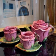 Fangya Brand Underglaze Rose Flower Ceramic Teapot Tea Cup Coffee Cup Flower Tea Cup Afternoon Tea S