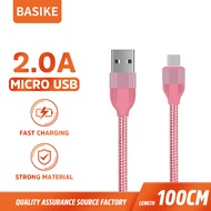 Kabel Data kabel charger fast charging BASIKE asli 5V 2.1A pengisian cepat Antarmuka USB ke Android Micro USB Bahan tenun nilon tahan lama Panjang kabel 1 meter Cocok untuk ponsel dan tablet seperti Xiaomi / VIVO / OPPO / Huawei / Samsung