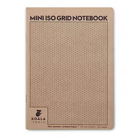 5" x 7", 60 pp. - Kraft Cover Isometric Grid Notebooks - Suitable for Industrial, Architectural, Int