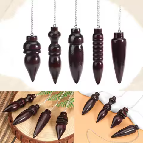 Portable Wooden Natural Wooden Pendulum Healing Dowsing Round Cone Pattern with Chain Amulet Reiki S