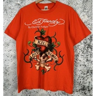 ED hardy 100% Cotton Rock Retro Short-Sleeved Printed Top All-Match Men Women Same Style Ready Stock