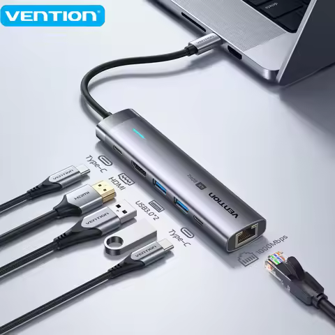 Vention USB C HDMI HUB 4K@60Hz 1000Mbps Ethernet Adapter USB 3.0 HUB Splitter Dock Station for MacBo