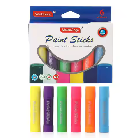 Fluorescent 6-color Quick-drying Crayon Flash Stick Bright colors do not dirty hands Tempera crayons