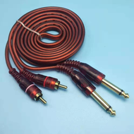 【1.5M/3M/5M/10M】 Gold-Plated 2*6.35mm  to 2 RCA Cable Stereo Audio Aux