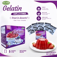 Halagel Edible Gelatin Box Bovine 105gm 5 sachet Unflavored Halal Tanpa Perisa pencuci mulut