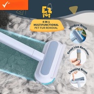 Ezpet 4-in-1 Multifunction Pet Fur Removal Brush - Dry & Wet Use, Space Saving Design