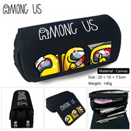 Among us Game Merchandise Pencil Case Canvas Large Capacity Double Zipper Stationery Case Pencil Cas