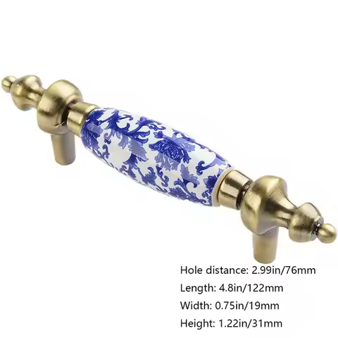 76mm/96mm/128mm 1Pcs Blue And White Fashion Creative Furniture Dresser Cabinet Handles Door Handle P