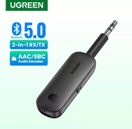 UGREEN รุ่น80893  เครื่องรับ-ส่งสัญญาณ Bluetooth 5.0 แบบ 2in1 อะแดปเตอร์ไร้สาย AUX 3.5mm อะแดปเตอร์ Latency ต่ำสำหรับระบบเสียงภายในบ้าน