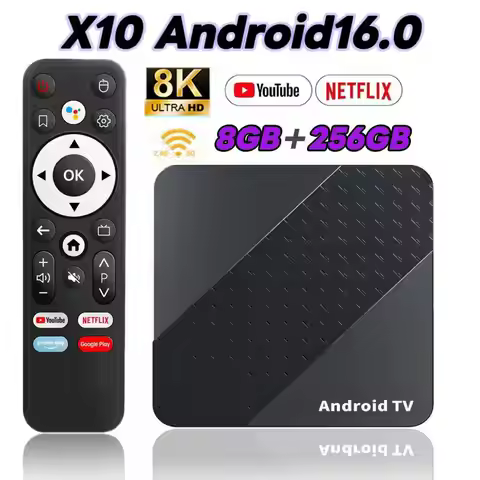 Smart TV Box New X10 Android 16 Rackchip RK3518 5G Wifi 8GB 256GB Rom Android16 Google Assistant Med