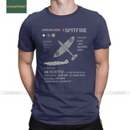 RAF British Supermarine Spitfire WW2 Fighter T Shirt Men's Cotton T-ShirtsPlane WW2 War Pilot Aircra