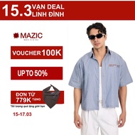 SM06 - "MAZIC" FW25 URBAN BLUE LINES BOXY FORM SHORT SLEEVE STRIPED SHIRT