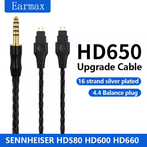 For Sennheiser HD650 HD580 HD600 HD660 HD660S Replaceable Headsets 16 Strand 2.5mm 4.4mm Black Balan