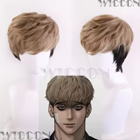 Sangwoo OH Anime Killing Stalking 킬링 스토킹 Manga Cosplay Prop Brown Wig Top Men Hair Killer Holloween 