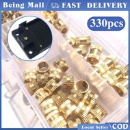 330Pcs M2-M5 Thread Insert Nut Brass Hot Melt Insert Knurled Nut